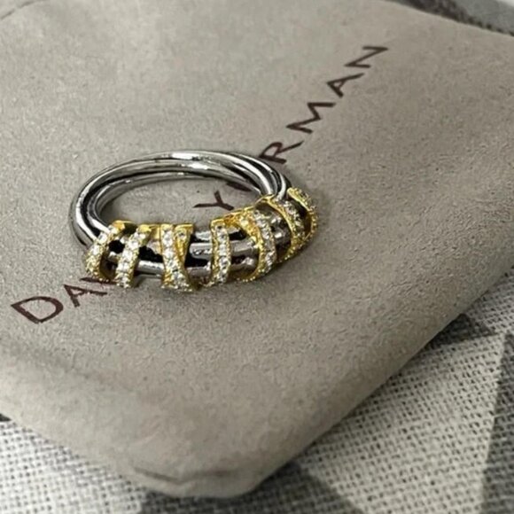David Yurman Silver and Gold Ring sz8 - Picture 1 of 5